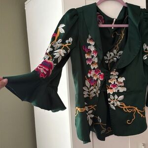 Free people floral silk blouse